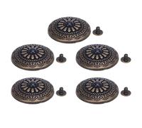 VBESTLIFE 5 Ensembles Bouton à Vis 30mm Rond Bronze Antique Turquoise | Bouton rond à vis de 30 mm avec vis de 4,5 mm, texture fleur bronze antique et turquoise noir