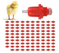 VBESTLIFE Abreuvoir Automatique pour Poulet 100 Pièces, Abreuvoir à Tétine pour Volaille avec Base Amovible, Tétine en Acier Inoxydable à 360 ° pour Un Approvisionnement en Eau Propre (Grosse tête)