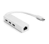 VBESTLIFE Adaptateur Ethernet RJ45 de Type C vers USB 2.0, Extension de 3 Ports, Interface USB 2.0/1 Port RJ45, Carte Réseau 100M, pour Win XP/7/8/OS X(RJ45)