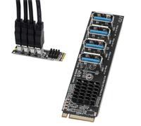 VBESTLIFE Adaptateur M.2 PCIe vers PCI E X1 4 Ports, Contrôleur Principal ASM1184E 1 à 4 Adaptateur de Carte D'extension PCI E pour Ordinateur PC Bricolage