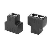 VBESTLIFE Adaptateur répartiteur RJ45, répartiteur d'extension de câble 2 pièces, Adaptateur de câble Ethernet, 1 entrée 2 Sorties, câble de connecteur LAN d'interface Femelle RJ45(Noir)