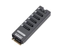 VBESTLIFE Adaptateur SATA 3.0 6 Ports, Carte D'extension D'interface PCIe 3.0 X2 16 Gbit/s avec Puce ASM1166, Dissipateur Thermique, Boîtier en Aluminium pour Disques Serial ATA