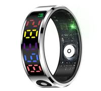 VBESTLIFE Anneau Intelligent, Tracker de Fitness en Acier Inoxydable avec écran Couleur pour Les Modes Multi-Sports, Contrôle des Gestes, Nombre de Pas, Affichage de Temps, Connexion de (#8)