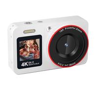VBESTLIFE Appareil Photo Numérique 4K pour la Photographie, Double écran HD 64 MP, Zoom 18X, Flash intégré, pour étudiants Débutants et Adolescents (White)