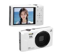 VBESTLIFE Appareil Photo Numérique 5K, 72MP UHD Point Autofocus et Photo de Prise de Vue avec Flash, Vlog de Voyage Camara avec Zoom 16x, WiFi, écran 2,8 Pouces, Mémoire 64 Go (White)