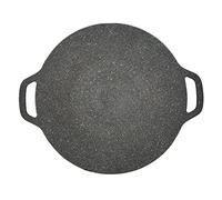 VBESTLIFE Barbecue Coréen, Poêle à Griller Coréenne avec Revêtement Antiadhésif à 6 Couches Plaque Chauffante Ronde pour Barbecue Intérieur Extérieur Noir (30cm)