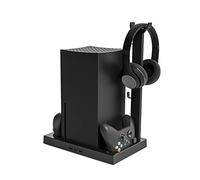VBESTLIFE Base de Refroidissement pour Series X, Support de Refroidissement pour Console avec 4 Ventilateurs de Refroidissement, Station d'accueil Verticale à Double Chargeur avec Support