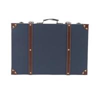 VBESTLIFE Boîte à Valise Vintage, Coffre de Rangement Décoratif de Style Voyage Rétro avec Poignée en Cuir Portable, Décoration de Bagages Multifonctionnelle pour Anniversaire et Mariage (BLUE)