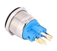 VBESTLIFE Bouton de Réinitialisation à Anneau, 2 Pièces, DC12 24V IP65 22mm, Bouton-poussoir à 6 Broches, Accessoires de Commutation (BLUE)