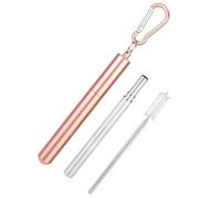 VBESTLIFE Brosse de Nettoyage Portable en Paille Télescopique Réutilisable en Acier Inoxydable, pour Boire du café, du thé au Lait, Brosse Durable pour un Nettoyage Facile, Couleur Noir/rose, 9,1",