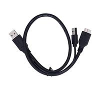 VBESTLIFE Câble d'Alimentation et de Données, Répartiteur USB vers Micro USB Y avec Double Alimentation, 3.0 A vers Micro B pour Disque Dur Mobile, isolé en PVC Anti-interférence, Court de 0,5 M