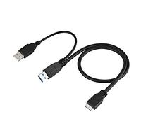 VBESTLIFE Câble d'alimentation USB 3.0 A mâle vers Micro-B mâle + mâle Y pour Disque Dur Mobile HDD, pour Note 3, pour Galaxy S5.50cm