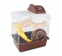 VBESTLIFE Cage de Ventilation pour Hamster à 2 Niveaux, Conception Amovible, Facile à Assembler pour Hamster, Cochons d'Inde, Plastique, Fil (Café)