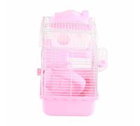 VBESTLIFE Cage de Ventilation pour Hamster à 2 Niveaux, Conception Amovible, Facile à Assembler pour Hamster, Cochons d'Inde, Plastique, Fil (Rosâtre)
