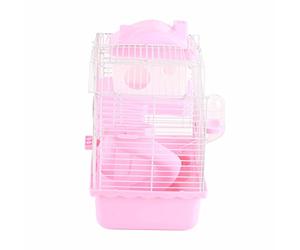 VBESTLIFE Cage de Ventilation pour Hamster à 2 Niveaux, Conception Amovible, Facile à Assembler pour Hamster, Cochons d'Inde, Plastique, Fil (Rosâtre)