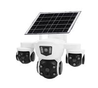 VBESTLIFE Caméra de sécurité Solaire PTZ WiFi à Triple Objectif sans Fil, Caméras Latérales avec Bras Réglable à Tous Les Angles, Vue 2K à 360° sans Angle Mort, Audio Bidirectionnel