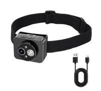 VBESTLIFE Caméra Frontale avec Lampe Frontale LED, Caméra d'action Portable HD 1080P 2MP pour Les Activités de Plein Air Nocturnes, Le Cyclisme, la Pêche (sans Carte mémoire)