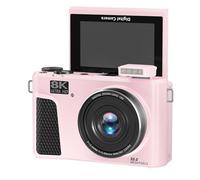VBESTLIFE Caméra Numérique 8K pour la Photographie, 88MP Autofocus WiFi Travel Vlog Camera avec Zoom Numérique 18x, écran de Feuillette de 3 "180 °, Lumière de Remplissage (Pink)