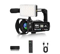 VBESTLIFE Caméra Vidéo 8K, Caméscope HD 64 MP pour Vlogging avec Zoom Numérique 18x, écran Tactile 3 Pouces, Lumière D'appoint, Microphone, Carte Mémoire 32 Go