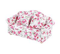 VBESTLIFE Canapé Double pour Maison de Poupée, échelle 1/12, Mini Meubles à Motifs de Fleurs Exquis, Sûrs et Durables, Idéaux pour les Modèles de Jouets de Maison de Poupée (petites grappes de fleurs)