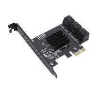 VBESTLIFE Carte D'extension de Contrôleur SATA 3.0 à 6 Ports, Carte SATA PCIe 6 Gbit/s avec Support à Profil Bas, Prise en Charge de la Puce de Contrôleur RTL9100, pour Wins pour Linux