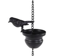 VBESTLIFE Chaîne de Pluie d'oiseaux en Métal, Conception Exquise de Pot à Oiseaux en Fer avec Finition en Laiton Antique, Capteur de Pluie de 2,4 M de Longueur pour Décoration Extérieure