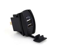 VBESTLIFE Chargeur de Voiture Double USB, 12 V 24 V avec Interrupteur à Bascule LED Bleu, Prise de Courant avec Couvercle Anti-poussière, Charge Rapide, Hub 3,1 A pour Voiture, Moto, Bateau, ATV,