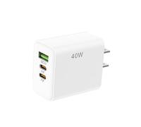 VBESTLIFE Chargeur Mural USB C, Bloc de Chargeur USB C de 40W 3 Port, Bloc de Charge Rapide, 2 Type C + 1 USB A Port Mur (White)