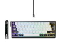 VBESTLIFE Clavier de Jeu 60%, rétroéclairé Rvb, Compact, Anti-Image Fantôme, sans Conflit, 61 Touches, Clavier Filaire de Jeu Mécanique pour PC et Ordinateur Portable (Blanc Noir)