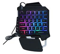 VBESTLIFE Clavier de Jeu à Une Main, Clavier de Jeu Mécanique Portable Filaire USB à 35 Touches avec Rétroéclairage LED, Plug and Play