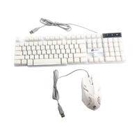 VBESTLIFE Clavier de Jeu LED et Combo de Souris, Clavier rétroéclairé USB avec Lumière et Souris Ergonomiques Colorées, pour Le Jeu D'ordinateur Portable PC (White)