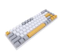 VBESTLIFE Clavier de Jeu Mécanique, 60% 68 Touches RVB câblé avec Un Commutateur Bleu et 3 Touches de Couleur, pour Les Jeux et la Frappe des Ordinateurs Portables PC (Jaune Gris Blanc)