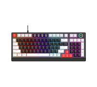 VBESTLIFE Clavier de Jeu Mécanique, 98 Touches Pleine Taille avec éclairage RVB Dynamique, Clavier D'Ordinateur Filaire USB avec Bouton de Volume pour Ordinateur Portable PC (Gris Noir Rouge)