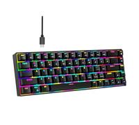VBESTLIFE Clavier de Jeu Mécanique Portable 60%, Clavier Filaire Compact à 68 Touches rétroéclairé RVB avec Rétroéclairage RVB, Interrupteur Marron, échangeable à Chaud