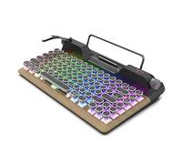 VBESTLIFE Clavier de Jeu Mécanique sans Fil Rétro avec Bluetooth 5.0, 84 Touches, Interrupteurs Bleus, Touchap Rond Punk, Rétro-éclairage RVB, Repos du Poignet