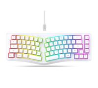VBESTLIFE Clavier Ergonomique Filaire, Clavier divisé à 69 Touches, Rétroéclairage RVB Vibrant, Plug and Play, Filaire USB C, pour Les Jeux à Domicile et au Bureau (White)