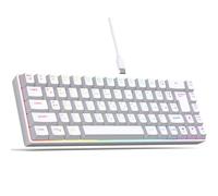 VBESTLIFE Clavier Mécanique à Double Langue 68-Clés RVB RV-Backlit | Conception Compacte avec 10 Millions de Clés durabilité | USB Type-C câblé pour Les Jeux et la Frappe (White)