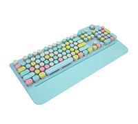 VBESTLIFE Clavier Mécanique avec Triple Mode, Bouton de Commande, Interrupteur Bleu, 107 Touches Rondes Rétro, Largement Compatible avec Les Ordinateurs Portables, Win, iOS et OS X (Bleu)
