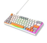 VBESTLIFE Clavier Mécanique Filaire, 63 Touches, Clavier Compact échangeable à Chaud avec Câble Détachable, pour la Saisie sur PC de Jeu et Ordinateur Portable (Bleu Interrupteur Gris Blanc Orange