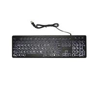 VBESTLIFE Clavier rétroéclairé à Gros Caractères, Clavier Filaire USB à 104 Touches, Grand Clavier Lumineux à Impression en Gras, pour Personnes âgées, Basse Vision, Malvoyants