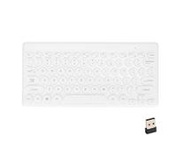 VBESTLIFE Clavier sans Fil, Portable Slim 78Keys 2.4G Clavier sans Fil Rond Keycaps Port USB Clavier sans Fil avec Grands Coussinets pour PC Ordinateur Portable(Blanc)