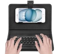 VBESTLIFE Clavier sans Fil Universel 2-en-1, Kit Clavier de Bluetooth avec Etui en Cuir PU et Le Support pour Les Téléphones pour iOS/Android.(Noir)