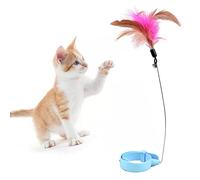 VBESTLIFE Collier Réglable en Plumes de Chat, Jouet avec Cloche pour Jeu Interactif, Conception Flexible, Fil (Blue)