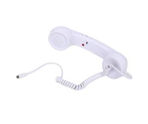 VBESTLIFE Combiné Téléphonique Rétro, combiné Téléphonique de Type C, Récepteur de Téléphone Portable Filaire Vintage avec Microphone, pour Conférences, Appels (White)