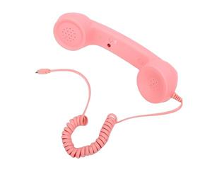 VBESTLIFE Combiné Téléphonique Rétro, combiné Téléphonique de Type C, Récepteur de Téléphone Portable Filaire Vintage avec Microphone, pour Conférences, Appels (Pink)