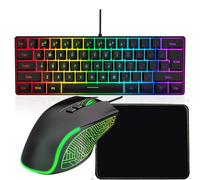VBESTLIFE Combo Clavier de Jeu Rvb et Souris Rétroéclairée, Filaire USB, Ensemble de Jeu LED pour Ordinateur Portable, Jeu et Travail (Ensemble Noir)
