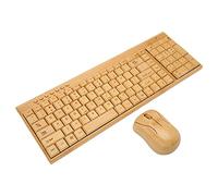 VBESTLIFE Combo Clavier et Souris sans Fil, Clavier D'ordinateur sans Fil Ergonomique en Bois 2.4G, Plug and Play (Ensemble Souris et Clavier)