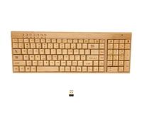 VBESTLIFE Combo Clavier et Souris sans Fil, Clavier D'ordinateur sans Fil Ergonomique en Bois 2.4G, Plug and Play (Clavier)