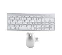 VBESTLIFE Combo Clavier sans Fil et Souris Optique, Ensemble Clavier et Souris Muet Minimaliste Blanc, pour Ordinateur Portable, Ordinateur de Bureau