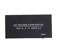 VBESTLIFE Commutateur KVM USB HDMI 1 Moniteurs 2 Ordinateurs, Commutateurs KVM 4K @ 60 Hz pour Clavier, Souris, Disques Durs, Imprimante, avec Adaptatif EDID, 4 Câbles USB et Contrôleur